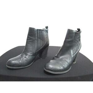 Madden Girl Dominicc Black Faux Leather Block Heel Ankle Booties Women Size 10M